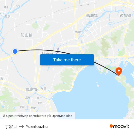 Dingjiadan to Yuantouzhu map