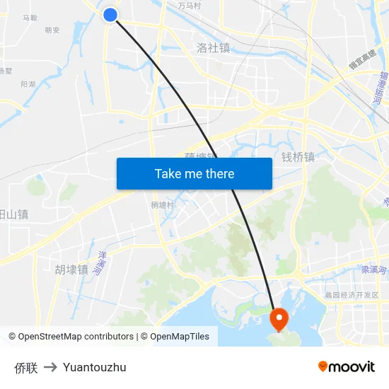 Overseas Chinese Association to Yuantouzhu map