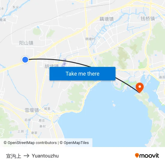 Xuangou Upper to Yuantouzhu map