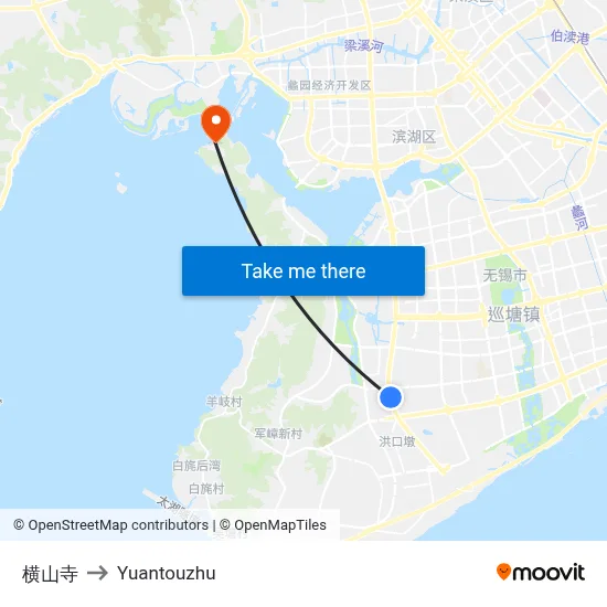 Hengshan Temple to Yuantouzhu map