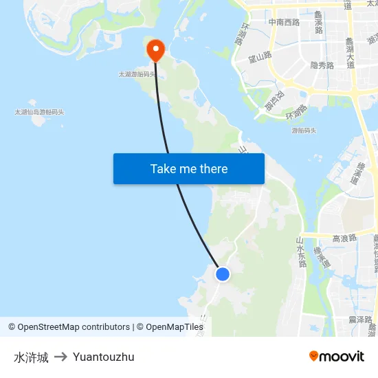 Water Margin City to Yuantouzhu map