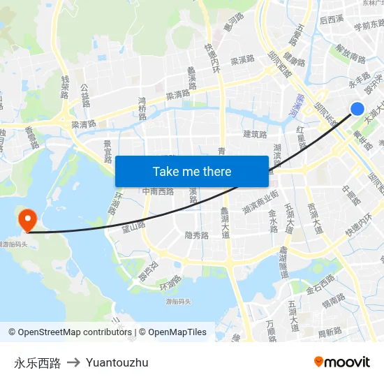 Yongle West Road to Yuantouzhu map