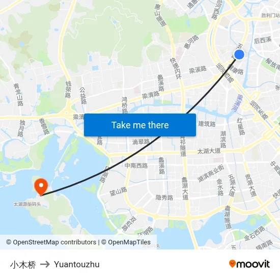 Small Wooden Bridge to Yuantouzhu map
