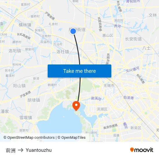 Qianzhou to Yuantouzhu map