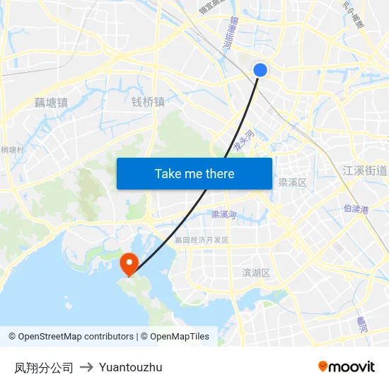 凤翔分公司 to Yuantouzhu map