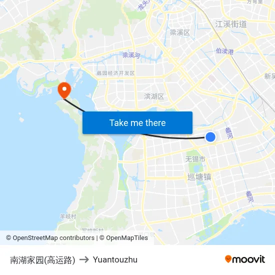 Nanhu Home (Gaoyun Road) to Yuantouzhu map