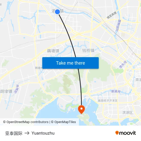 亚泰国际 to Yuantouzhu map