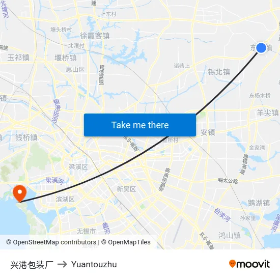 兴港包装厂 to Yuantouzhu map