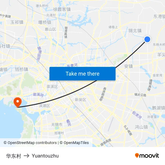 Huadong Village to Yuantouzhu map