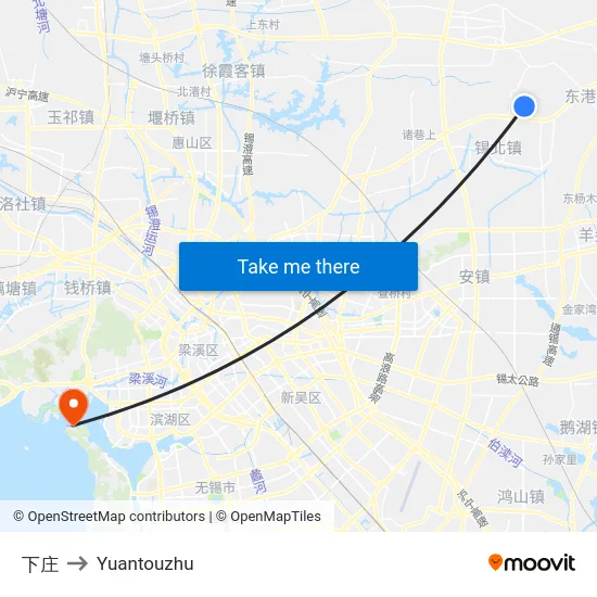 下庄 to Yuantouzhu map