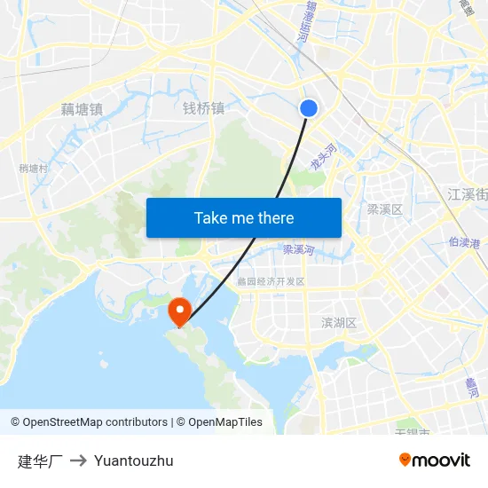 建华厂 to Yuantouzhu map
