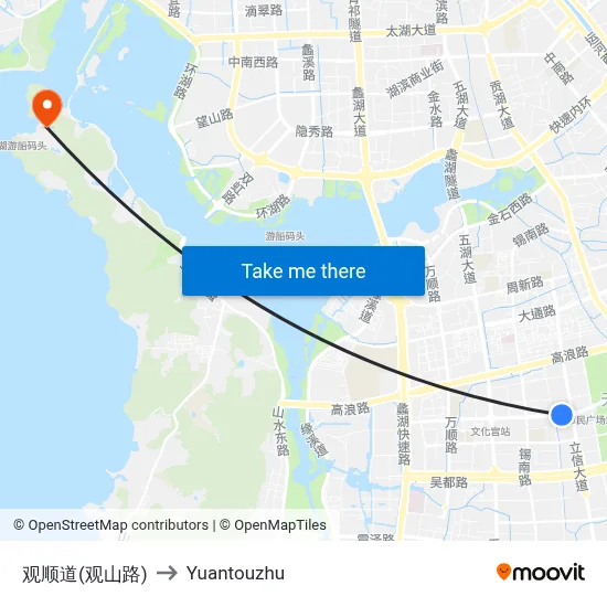 Guanshun Road (Guanshan Road) to Yuantouzhu map