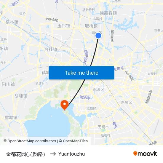 金都花园(吴韵路） to Yuantouzhu map
