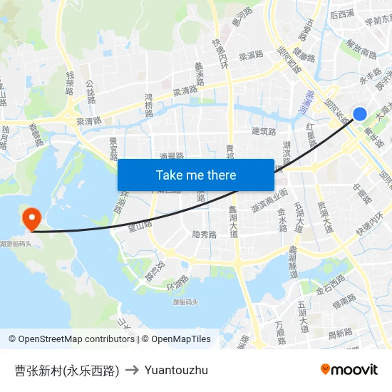曹张新村(永乐西路) to Yuantouzhu map