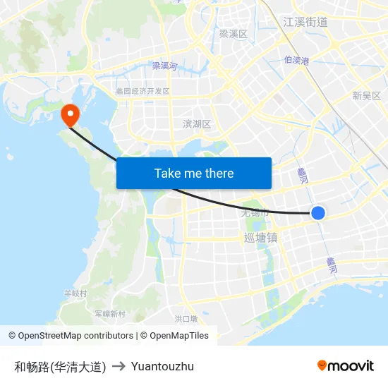 和畅路(华清大道) to Yuantouzhu map