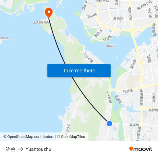 许舍 to Yuantouzhu map