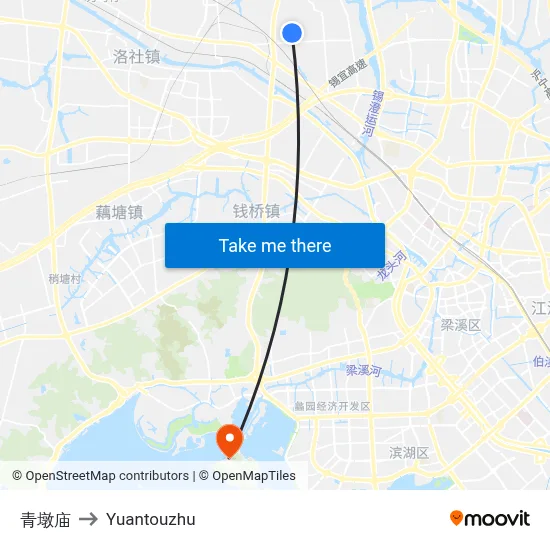 Qingdun Temple to Yuantouzhu map