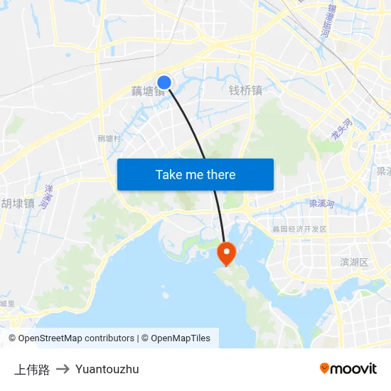 Shangwei Road to Yuantouzhu map