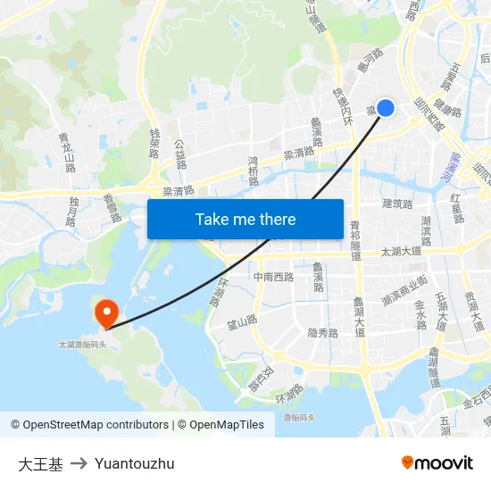 大王基 to Yuantouzhu map