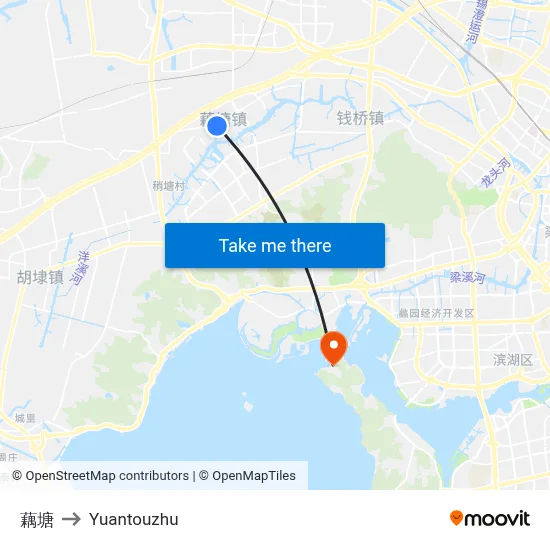 藕塘 to Yuantouzhu map