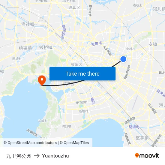 Jiuli River Park to Yuantouzhu map