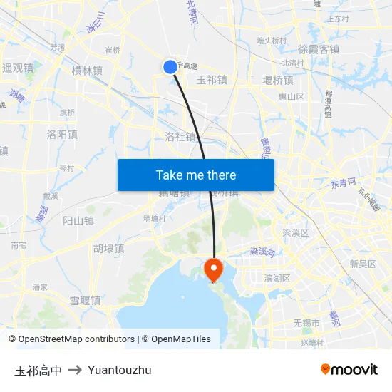 Yuqi High School to Yuantouzhu map
