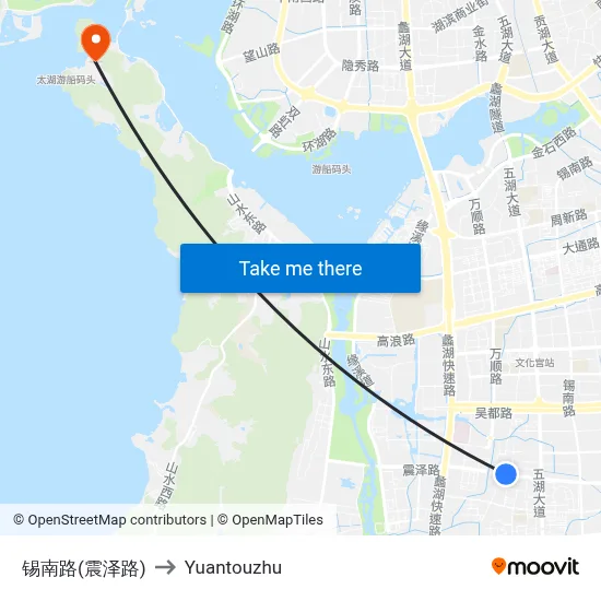 Xinan Road (Zhenze Road) to Yuantouzhu map