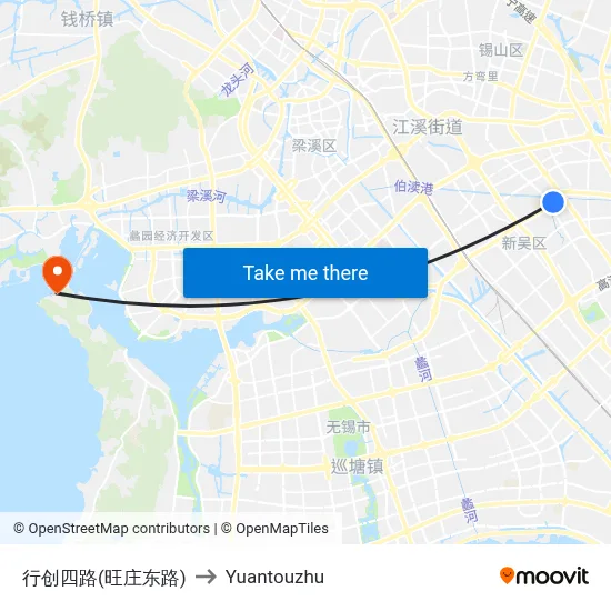 Xingchuang 4th Road (Wangzhuang East Road) to Yuantouzhu map