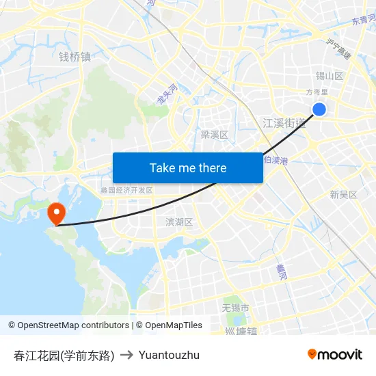 Chunjiang Garden (Xuequan East Road) to Yuantouzhu map