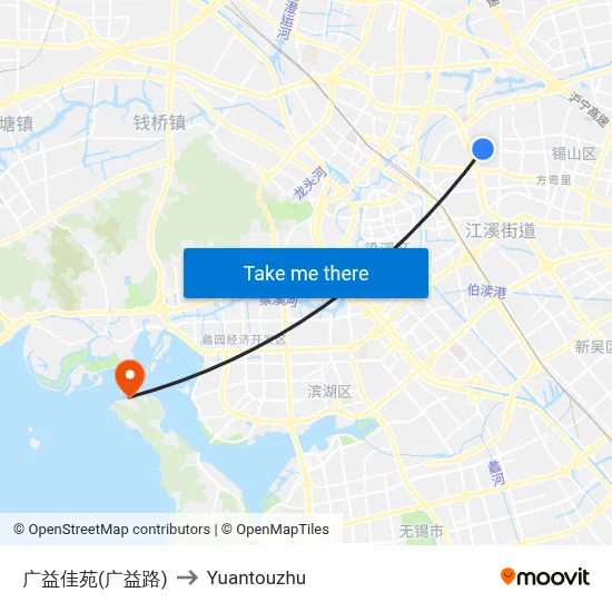 Guangyi Garden (Guangyi Road) to Yuantouzhu map