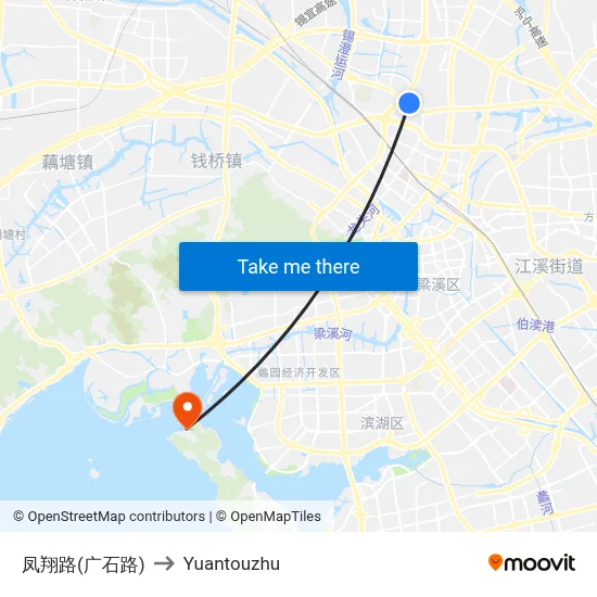 Fengxiang Road (Guangshi Road) to Yuantouzhu map