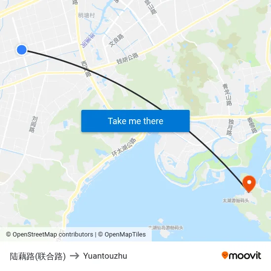 Luou Road (Lianhe Road) to Yuantouzhu map