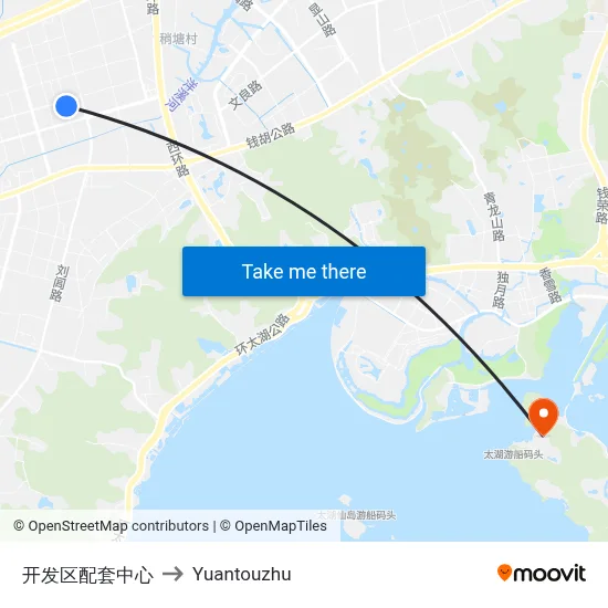 Development Zone Service Center to Yuantouzhu map