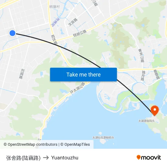 Zhangshe Road (Luou Road) to Yuantouzhu map