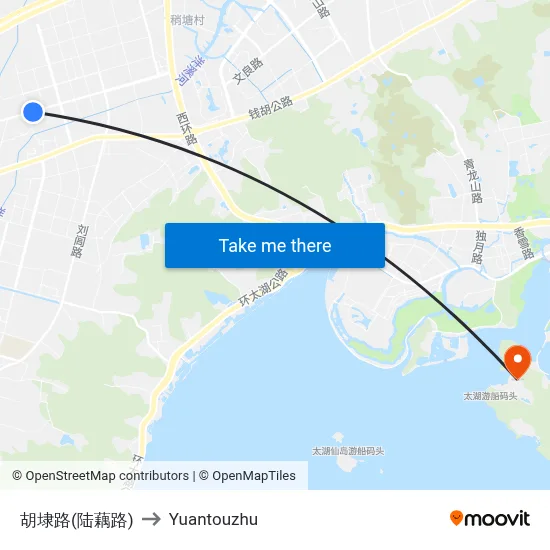 Hudi Road (Luou Road) to Yuantouzhu map