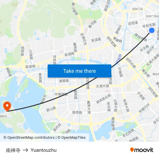 南禅寺 to Yuantouzhu map
