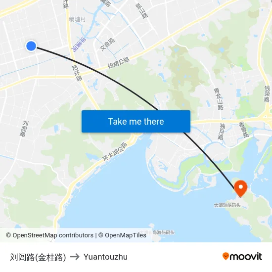刘闾路(金桂路) to Yuantouzhu map