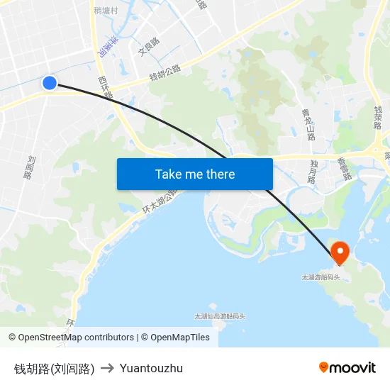 Qianhu Road (Liulu Road) to Yuantouzhu map