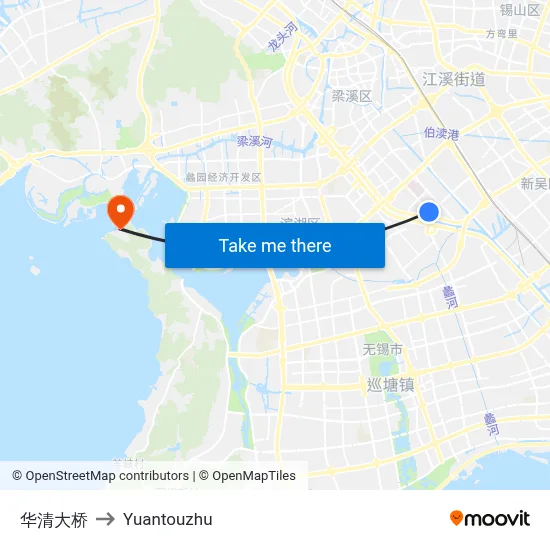 华清大桥 to Yuantouzhu map