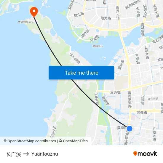 长广溪 to Yuantouzhu map