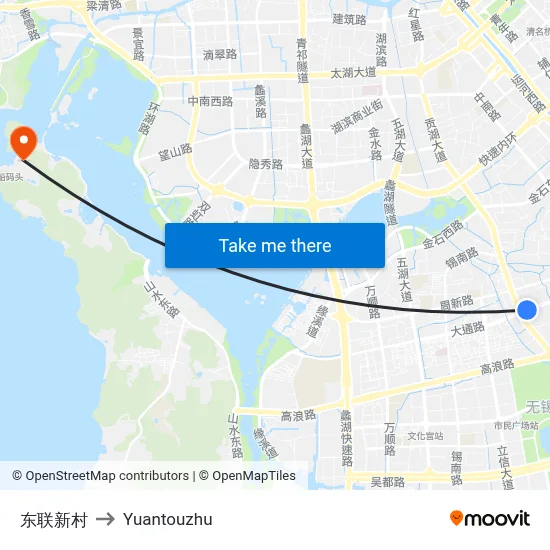东联新村 to Yuantouzhu map