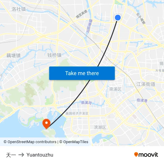 Tentei to Yuantouzhu map