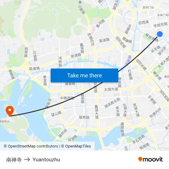 南禅寺 to Yuantouzhu map