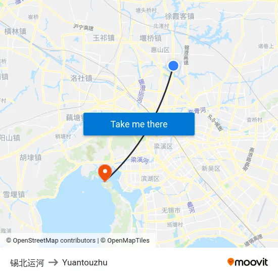 锡北运河 to Yuantouzhu map