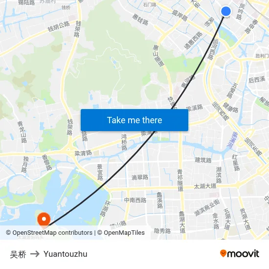 Wuqiao to Yuantouzhu map