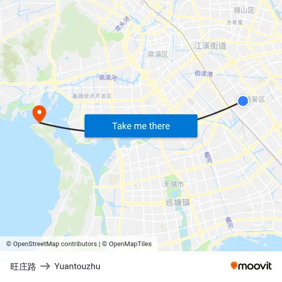 旺庄路 to Yuantouzhu map