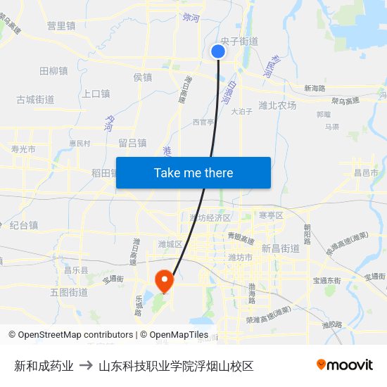 新和成药业 to 山东科技职业学院浮烟山校区 map