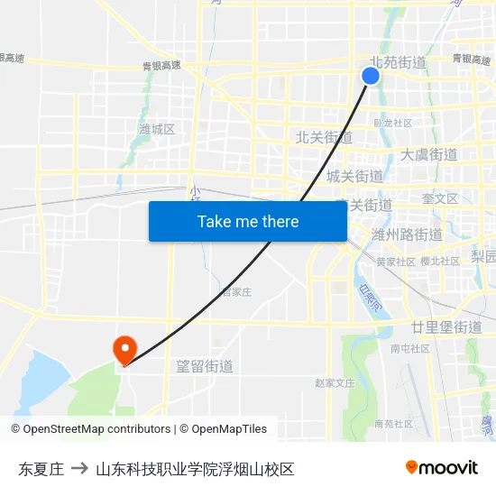 东夏庄 to 山东科技职业学院浮烟山校区 map