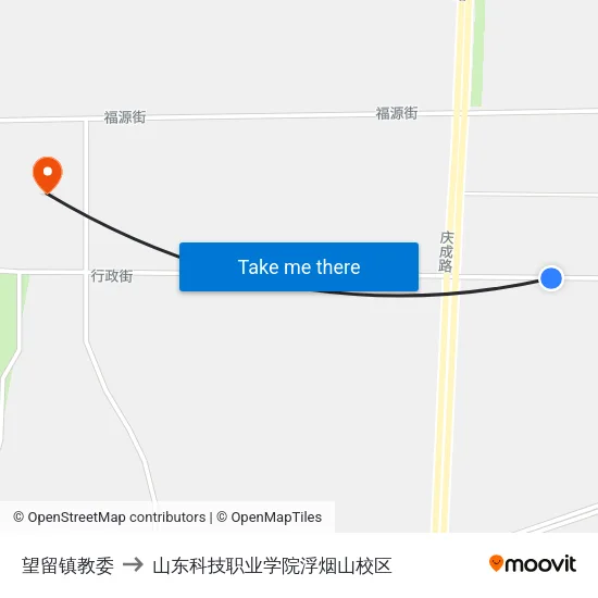 望留镇教委 to 山东科技职业学院浮烟山校区 map