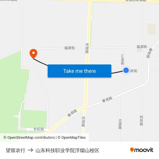 望留农行 to 山东科技职业学院浮烟山校区 map